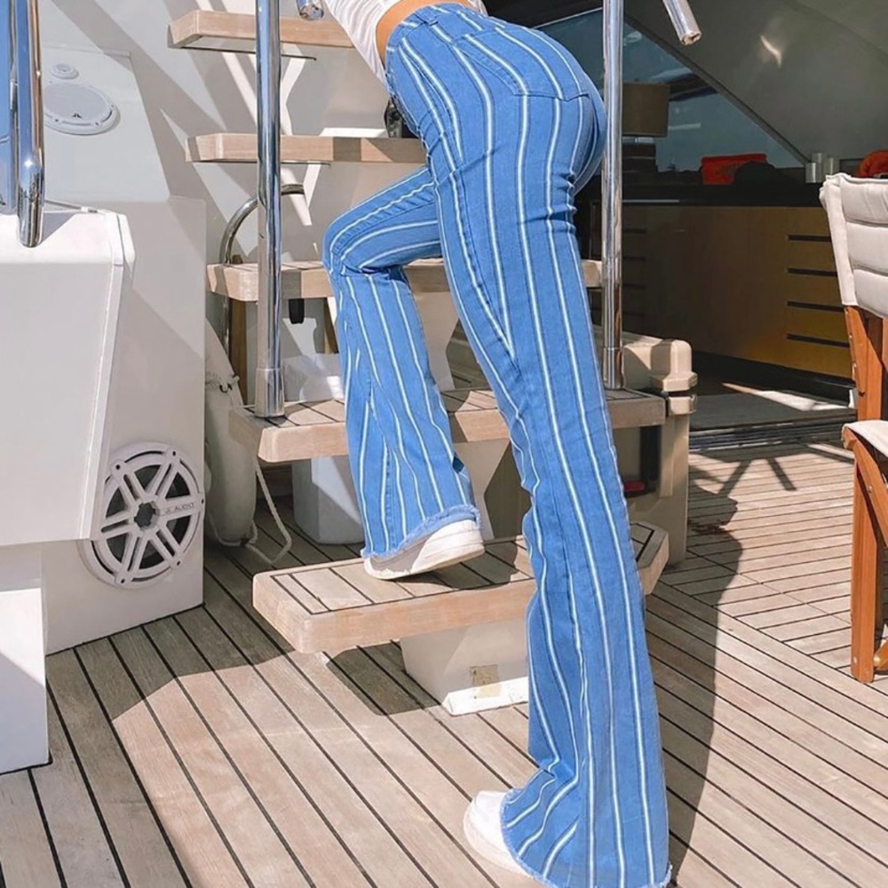 Fashion Nova Tall Valentina stripe high rise flare jeans